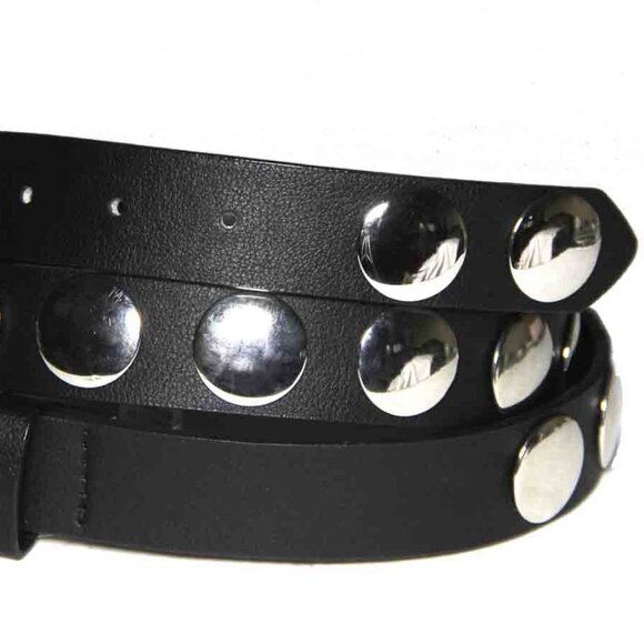 Bershka Vegan Leather Polyurethane Belt Black Studded Biker Men's Size 36-38 - Picture 3 of 3